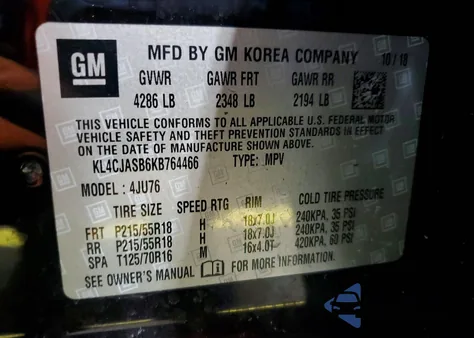 2019 Buick Encore Preferred from USA, damaged, VIN KL4CJASB6KB764466